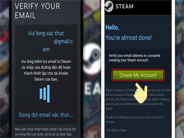 Tạo tài khoản (đối với người chưa có tài khoản) và đăng nhập Steam