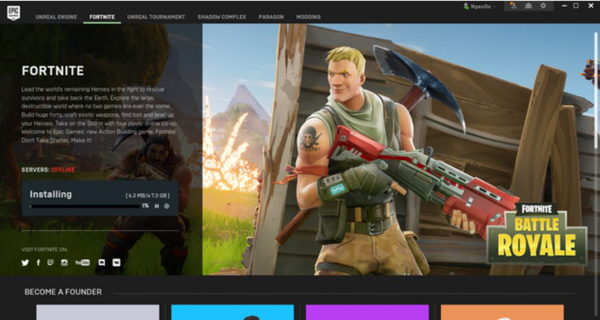 Tải Fortnite trên PC qua trình khởi chạy Epic Games