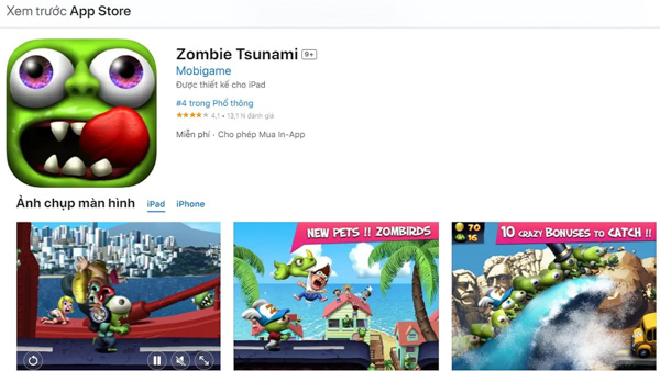 Tải game Zombie Tsunami miễn phí trên iOS