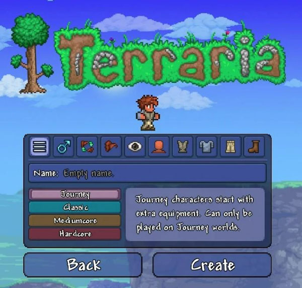 Tạo nhân vật chơi Terraria