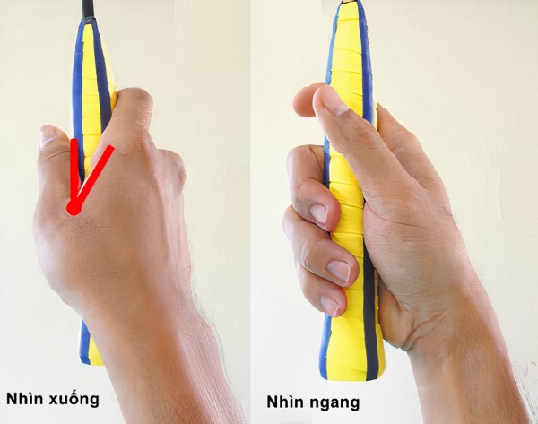 Cách cầm vợt cầu lông thuận tay "V-grip"